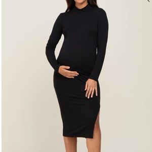 Pinkblush black mock neck maternity dress - S